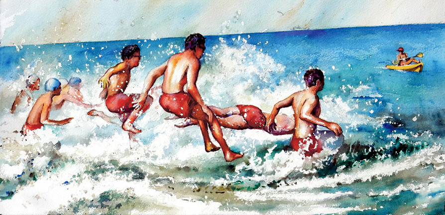 Lifeguard Practice Swim by Rod Cook