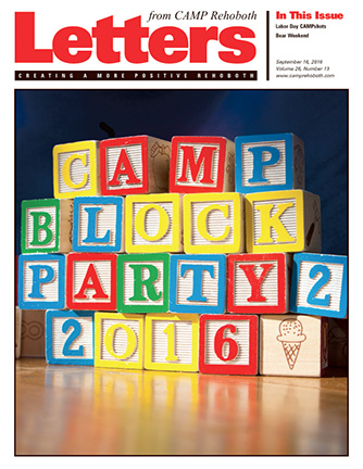 September 16, 2016 - Cover of Letters from CAMP Rehoboth