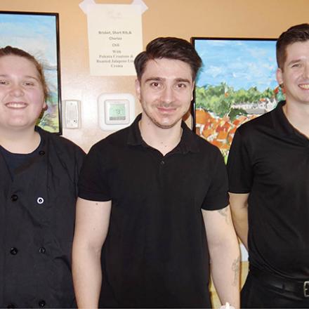 (left to right) Gabriel Smyth, Ramazan Cakdakli, and Matt Carroll at Cafe Azafran for Polar Bear Plunge Restaurant Chili Contest
