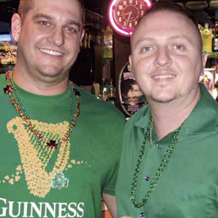 (left to right) Cody White and Rudy Gilbert at Freddie's Beach Bar for St. Patrick's Day Celebration