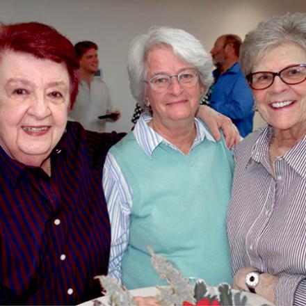 (left to right) Louisa Watrel, Lisa Evans, and Jane Blue at Murray Archibald's Mask Hysteria Art Reception at CAMP Rehoboth