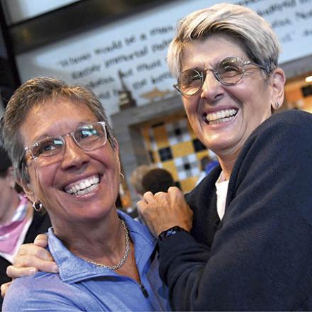 (left to right) Rina Pellegrini and Susanne Furman at Women's FEST Farewell Party at Dogfish Head Brewings and Eats