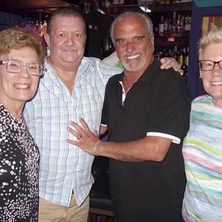 (left to right) Leslie Sinclair, James Scheiver, Anthony Sica, and Debbie Woods at Freddie's Beach Bar
