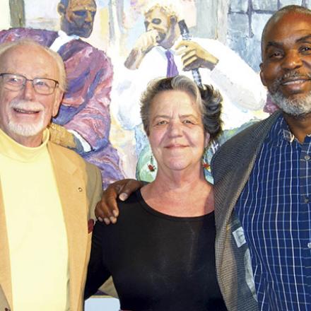(left to right) Tony Boyd-Heron, Carol Boyd-Heron, and Dane Tilghman at Peninsula Gallery - Art Opening Reception for Dane Tilghman
