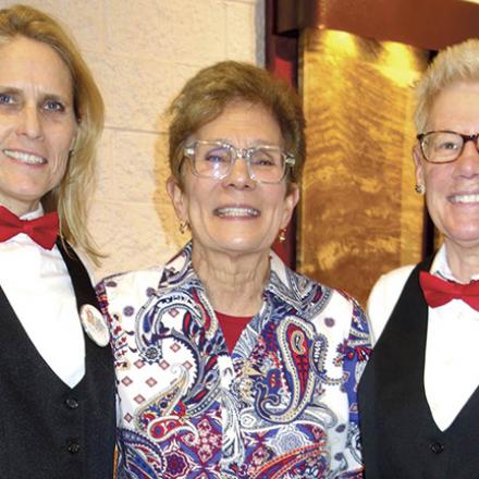 (left to right) Tara Sheldon, Leslie Sinclair, and Debbie Woods at CAMP Rehoboth Chorus's "Hooray for Hollywood" Concert