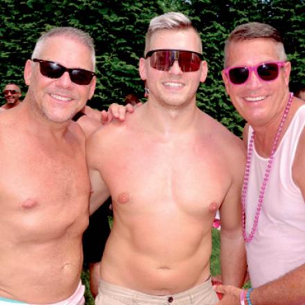 (left to right) Scott Silber, Brad Moorres, and Al Drulis at The Pink Party