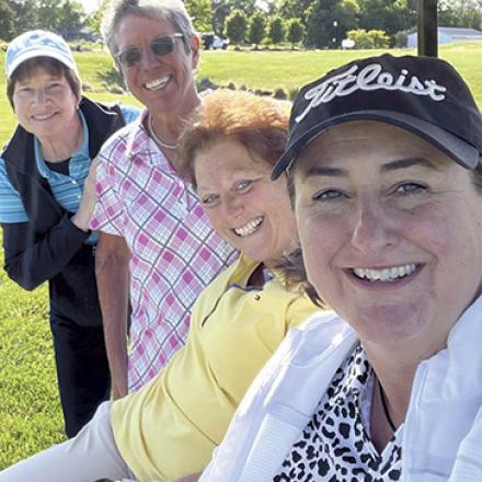 (left to right) Chris Baker, Rina Peligrini, Cheryl Landry, and Susan Schollenberger at CAMP Rehoboth Golf League Kickoff at American Classic