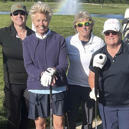 (left to right) Carol Davidson, Janet Redman, Angela Murray, and Lisa Mosley at CAMP Rehoboth Golf League Kickoff at American Classic