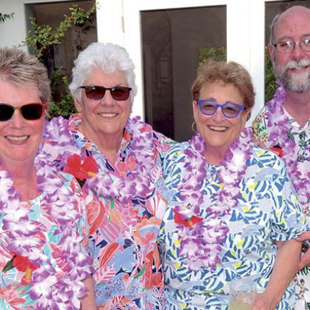 (left to right) Kathy Wiz, Muriel Hogan, Fay Jacobs, and Glen Pruitt at Louie Luau