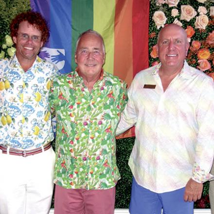 (left to right) Kay Young, Andy Staton, Patrick Saparito, Tom Protack, and DE Speaker of the House Pete Schwartzkopf at Beebe Foundation's Pride Party