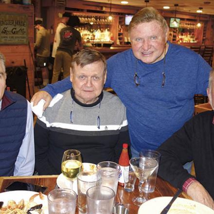 (left to right) Al Zervas, Yost Bonham, Jim Prettyman, and Dennis Cozzens at Fins Restaurant