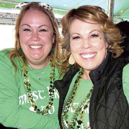 (left to right) Kate Abendschein and Toshia Brodbeck at Purple Parrot for St. Patrick's Day Celebration