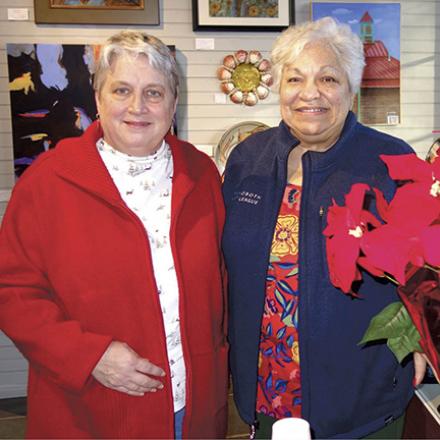 (left to right) Paula Holoway and Rose Murray at Rehoboth Art League Holiday Open House