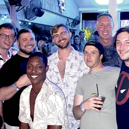 (left to right) Jason Bradley, Steven Oliver, Shannon Reed, Alonza Parker, Anthony Carl, Brad Thomas, William Morris, Michael Flanagan, and Morgan Blanch at Diego's